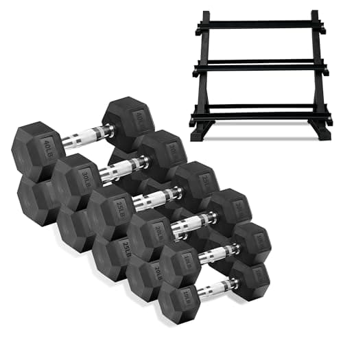 Ritaifer Ritaifer 250 lb Hex Dumbbell Set with 3-Tier Rack