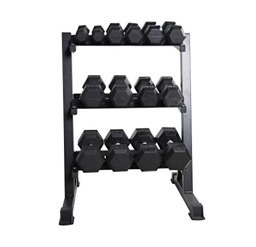 CAP Barbell CAP 280 lb Hex Dumbbell Set with 3-Tier Rack