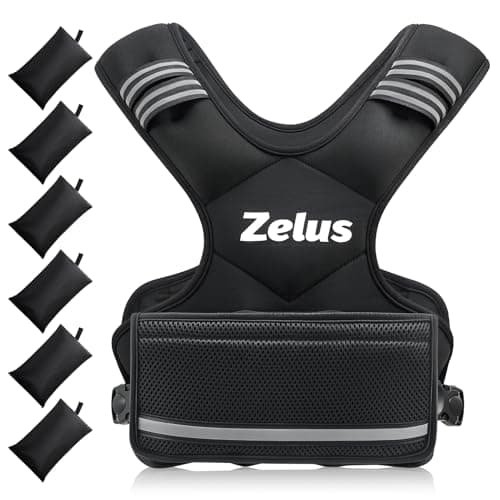 ZELUS Adjustable Weighted Vest (4-32 lb, 6 removable weights)