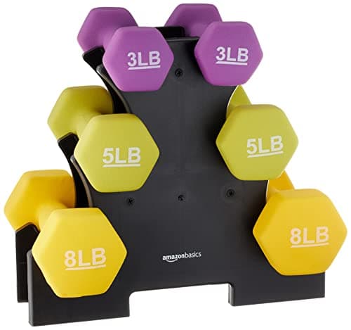 Amazon Basics Amazon Basics Neoprene Dumbbell Set with Stand (3, 5, 8 lb pairs)